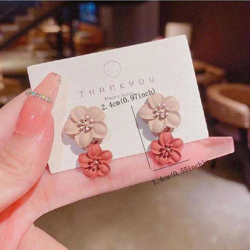 

Красочные серьги-гвоздики в виде цветов для женщин, минималистичные и универсальные, из цинкового сплава, для повседневной носки и вечеринок, подарок на День святого Валентина розовый