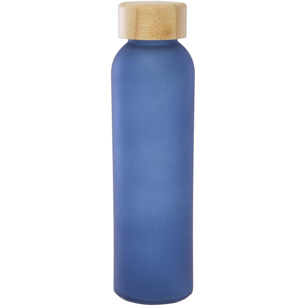 Bottle, 500 Ml Glass Sodocalcico Mate with Lid De Bamboo "Lume" Ocean Blue