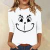 3/4 Sleeve Tops For Women T-Shirt Casual Christmas Print Tops T Shirt Round Neck Pullover Blouse