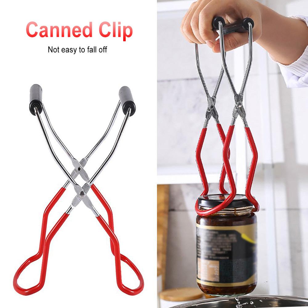 Canning Jar Lifter With Grip Handle Stainless Steel Can Tongs Clip Non-slip Jar Clip Glass Bottle Holder Wide Mouth Bottle Clamp