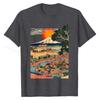T-Shirt, Edo Japan Scenery, Sunset at Mount Fuji Ukiyo Tops & Tees Special Casual Cotton Men Tshirts Printed On