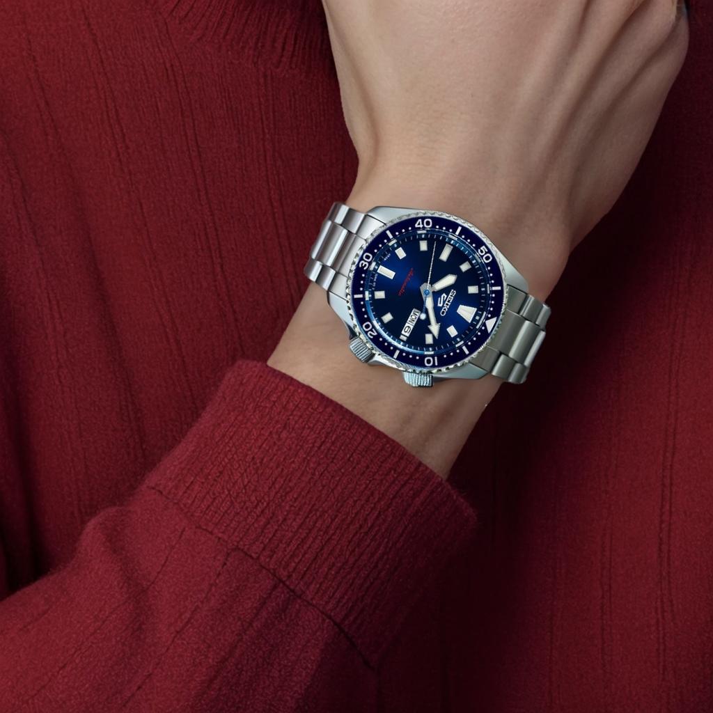 Seiko 5 Sports 100 Meters Waterproof Automatic Mechanical Movement Stainless Steel Strap Watch 46 Mm Men watches Blue SRPL83