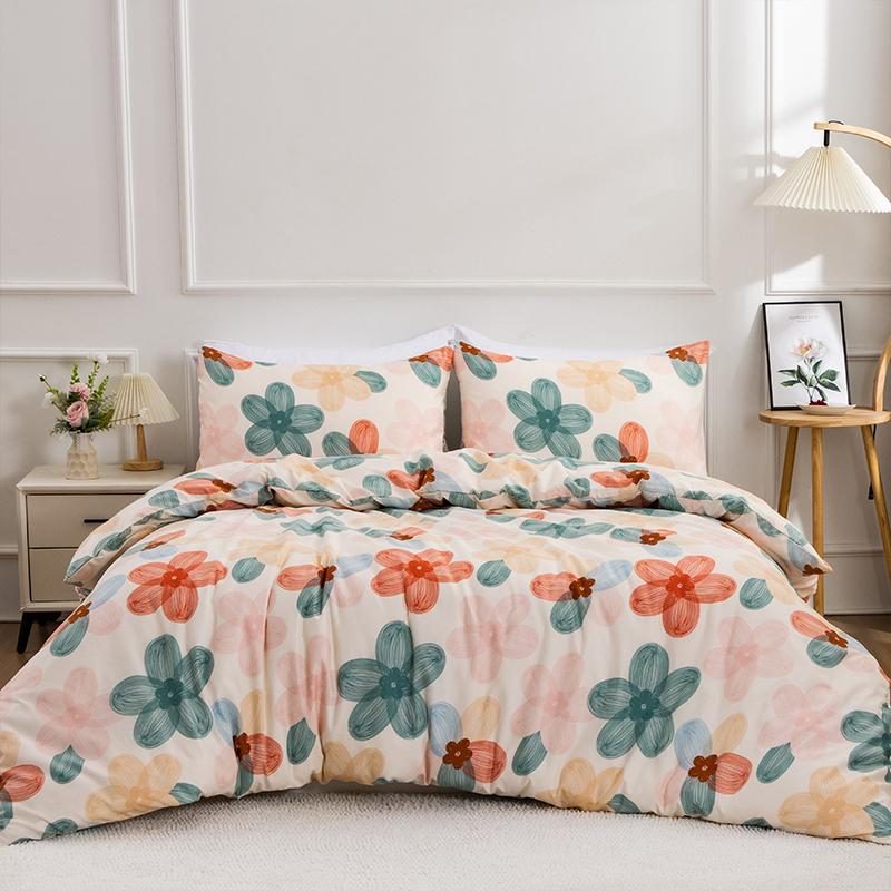 

3PC Flower World Duvet Set Skin friendly 100% polyester 1Quilt Cover 2Pillowcase Without Core Four Seasons Home Decor EUsingle135x200cm