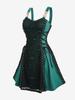Rosegal Plus Size Skull Mesh Overlay Lace Up Layered A Line Tank Dress