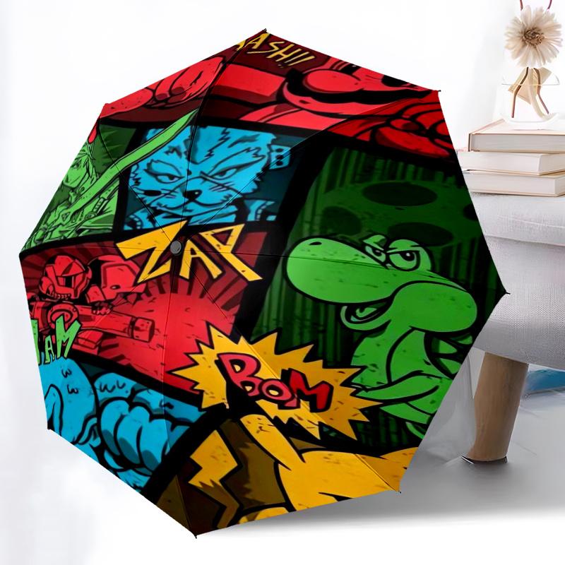 Super Smash Bros Automatic Opening and Closing Umbrella - Suitable for Various Occasions, Outdoor Activities, Lightweight and Durable Automatic Foldin