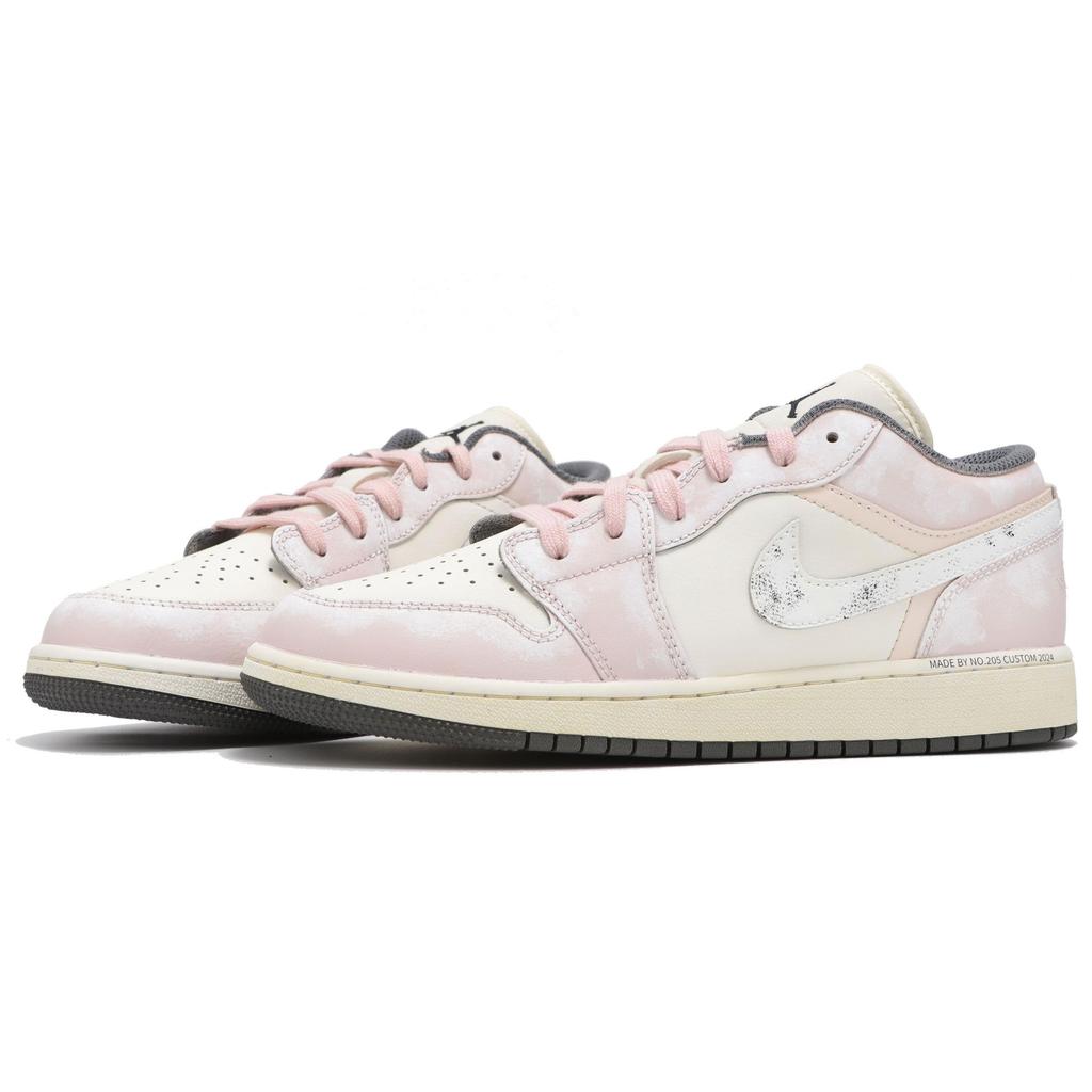 Jordan Air Jordan 1 Basso Resistente all'Abrasione Scarpe da Basket Vintage Unisex Beige Rosa 553558-152(Teamfour-)