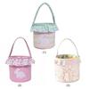 Easter Embroidered Basket Large Capacity Floral Bunny Storage Bucket Rabbits Monogrammed Storage Bag Easter Gifts for Boy Girls