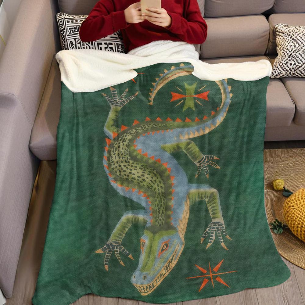 Mythical Lizard Tapestry Flannel Blanket Warm Soft Halloween Christmas Couch Warm Cozy Decorative Decor Gift for All Season