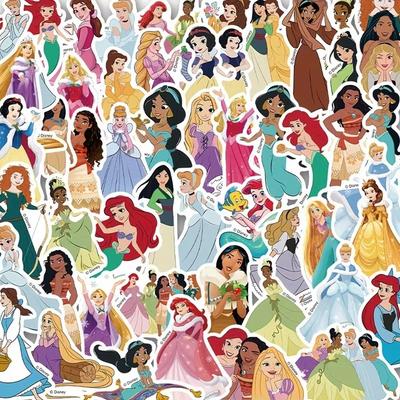 Disney Princess Stickers Rapunzel, Jasmine, Snow Queen, Belle, Ariel Disney Sticker Pack Stickers Set 52 Pcs