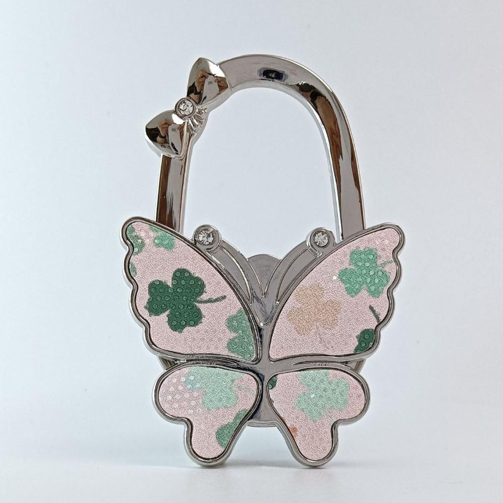 Durable Foldable Butterfly Handbag Hook Portable Creative Purse Holder Chrysanthemum Flowers Purse Hanger for Table