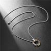 Collana da uomo con ciondolo alla moda a tre anelli in stile hip hop, stile giapponese-coreano, gioiello a catena maglione in acciaio al titanio.
