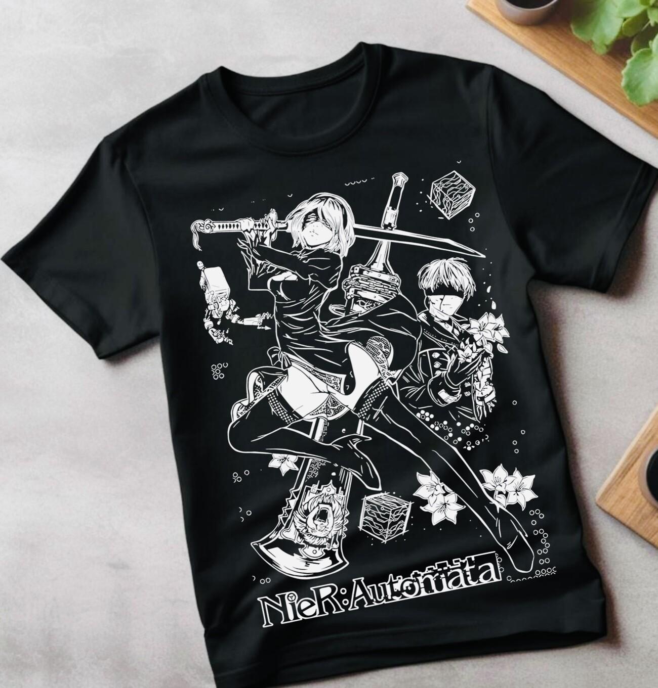 Nier Automata 2B YoRHa New Unisex Shirt,Girl, T-Shirt Mens Womens Tees Top Waifu graphic tee 4XL