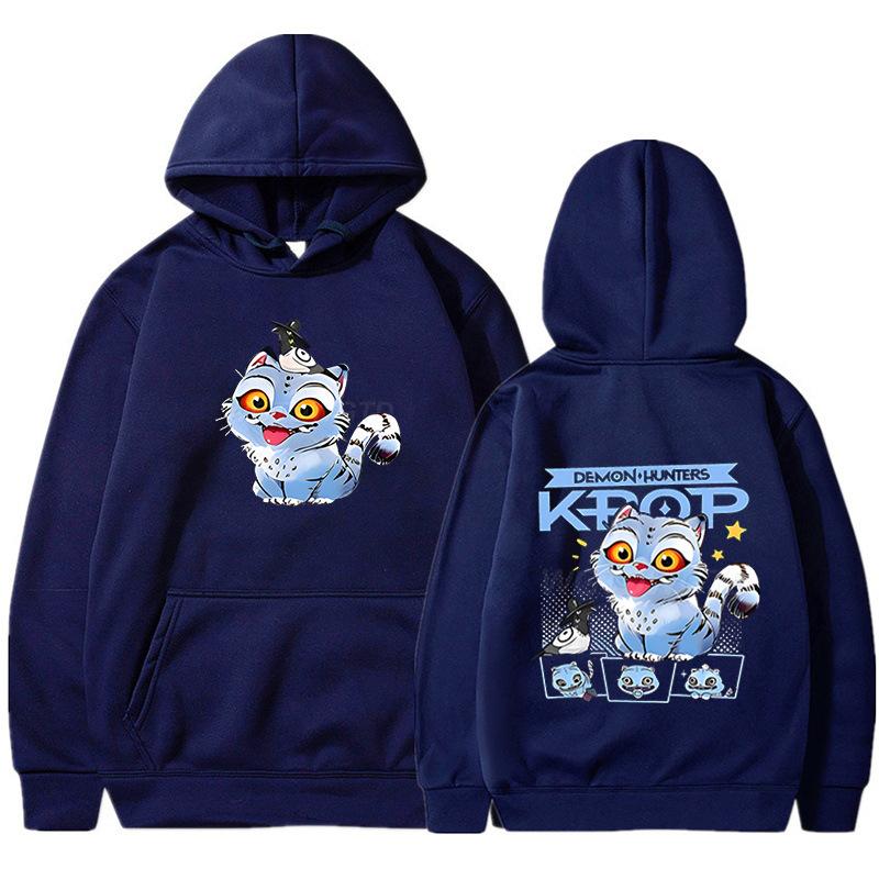 Kpop Anime Hoodie Oversized Cartoon Cat Graphic Print Pullover Sweatshirt Men Streetwear Hip Hop Fashion Casual Hooded Top