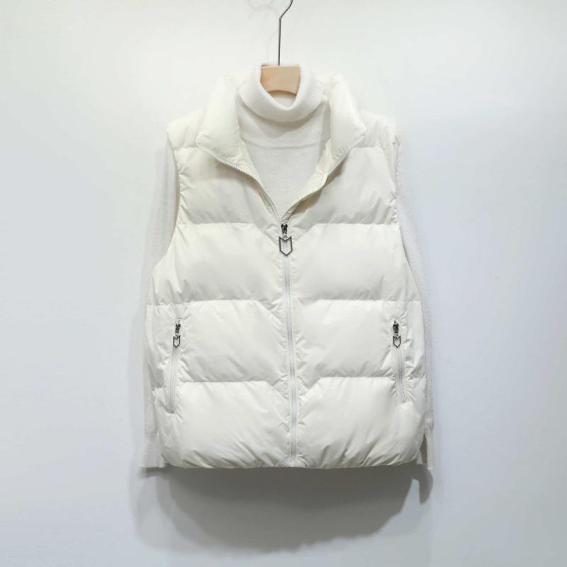 Autumn and Winter Women's Loose Stand-up Collar Waistcoat Women's Vest Simple Duck Down Jacket