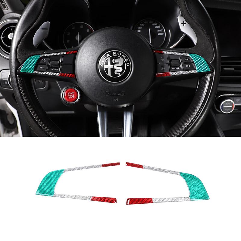 Real Carbon Fiber For Alfa Romeo Stelvio Giulia 2017-2019 Car Steering Wheel Decorative Frame Sticker Car Interior AccessoriesDA4