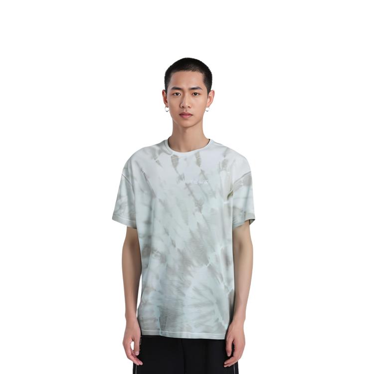 Li Ning All Over Print Round Neck Pullover Short Sleeve T-Shirt Men Tops Gray AHST155-2