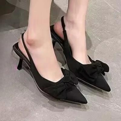 Fashion Women's Shoes 2024 Hot Sale Elastic Band Women's Pumps Autumn Pointed Toe Solid Butterfly-knot Fashion High Heel Pump Women