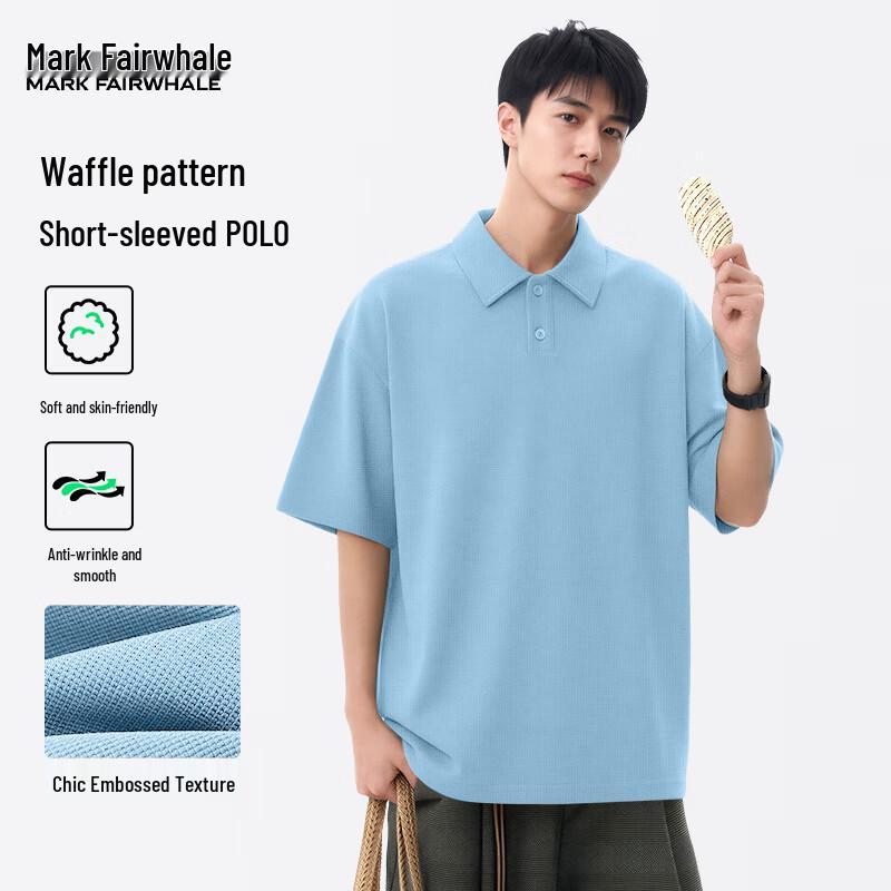 

Mark Fairwhale Men s Waffle Knit Short Sleeve Polo Shirt M