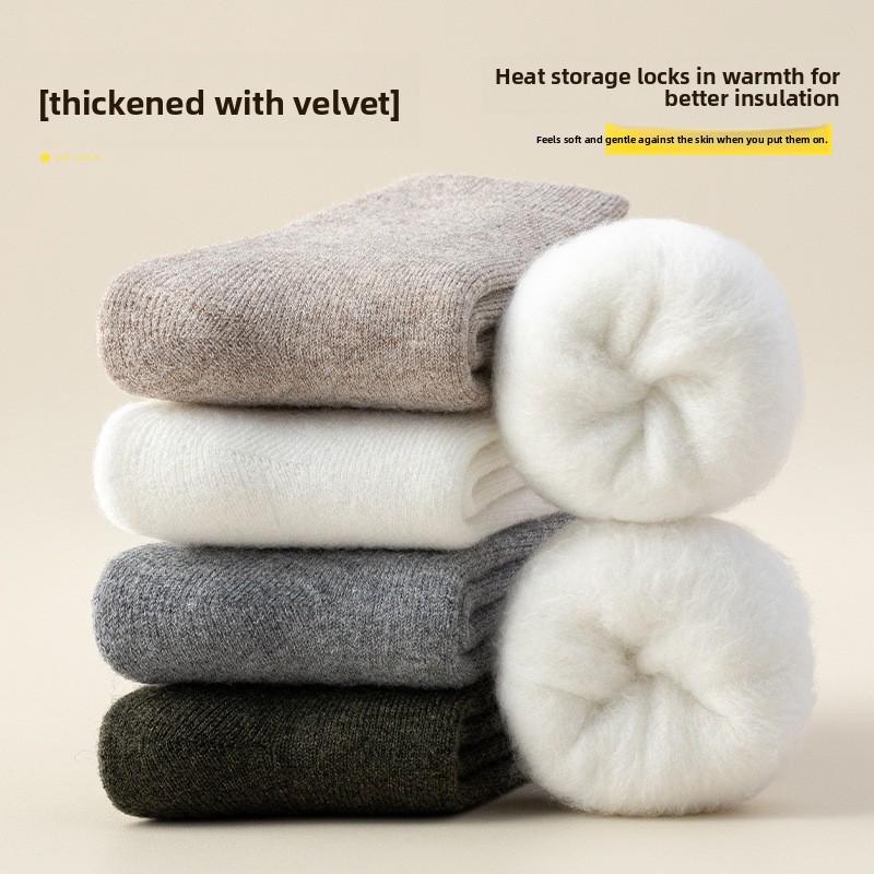 Wool Socks - Men's Thick and Warm Padded Mid-calf Socks for Autumn and Winter. Men's Woolen Socks. Long Winter Sleepers.