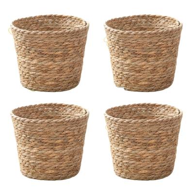 4pcs Bohemian Storage Basket Set Handwoven Rattan Barrel Floral Gift Baskets Tabletop Decor Storage Containers for Home Kitchen
