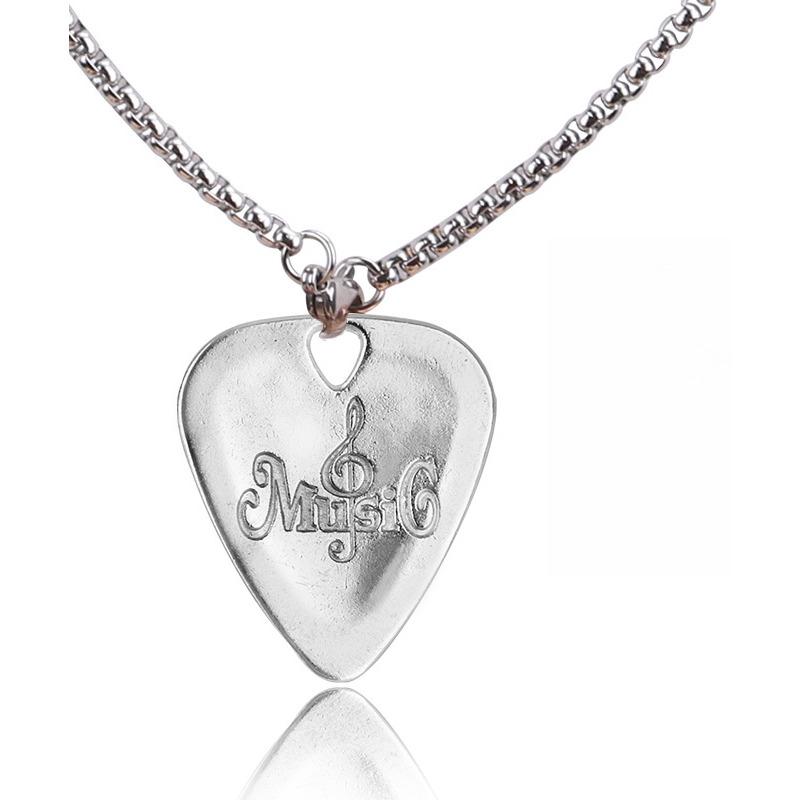 Metal Guitar Pick Zinc Alloy Pick Necklace Pendant Plectrum For Electric Guitar Musical Instrument Parts Accessories серебряный