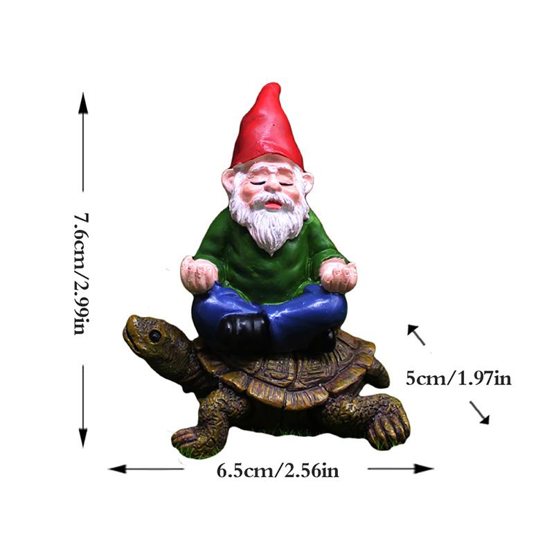 Gartenzwerg Figur Lustiger Zwerg Sitzt Auf Schildkröte Statue Zwerg Ornament