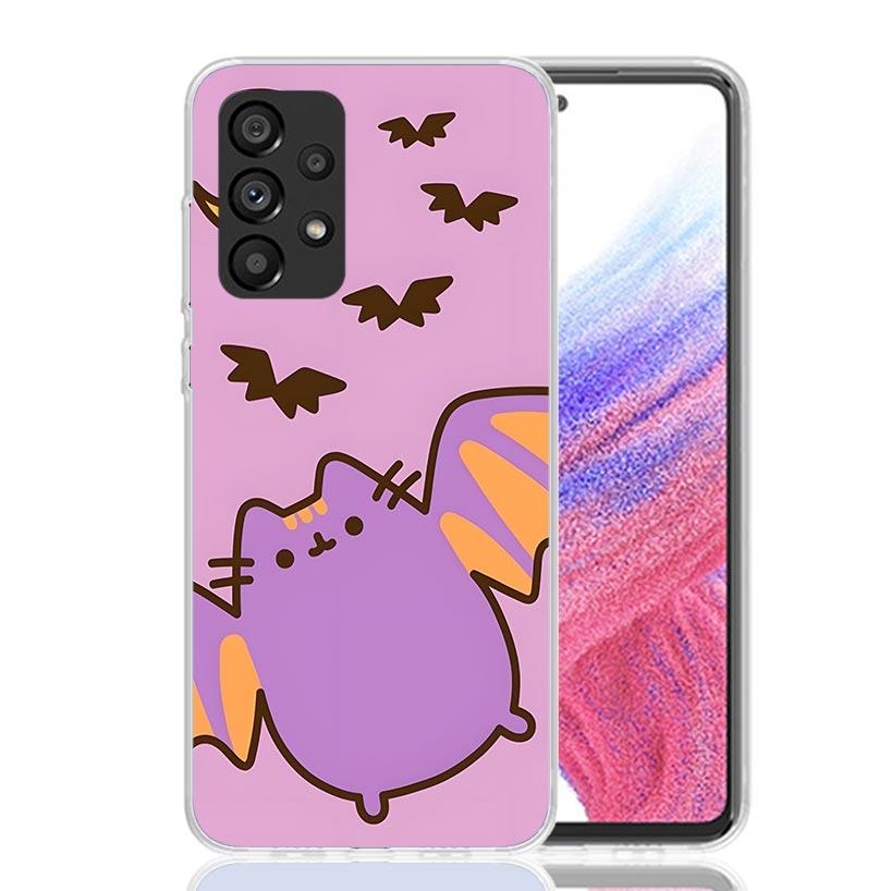 Cartoon P-Pusheen Cat Case Phone Cover for Samsung Galaxy A12 A22 A32 A42 A52 A72 A50S A51 A41 A31 A21S A40 A30S A20E A10 A70 A7