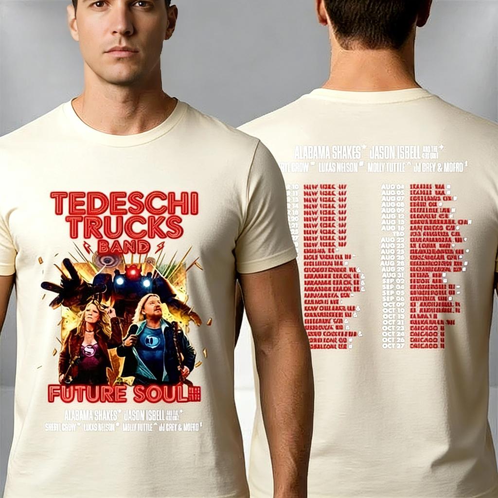 Moda letnia 2026 Modny T-shirt Tedeschi Trucks Band Future Soul Trasa 2026 Ameryka Północna Vintage Męski_Damski Rock Revival Koszulka Koncertowa Y2k