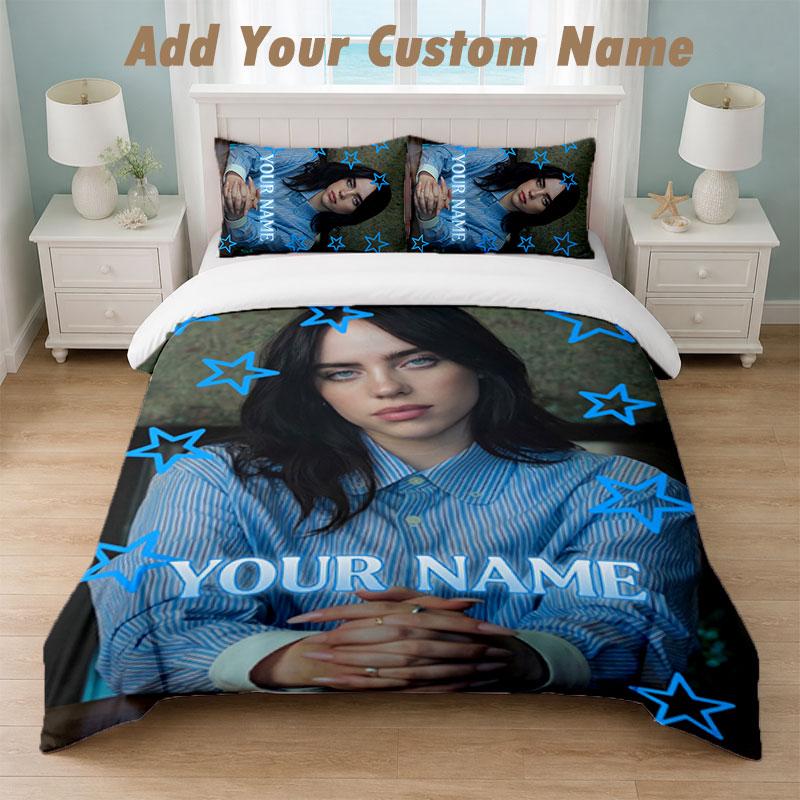 Sengetøjssæt 1 Dynebetræk 2 Pudebetræk Billie Eilish Print Blødt Sengetøj Soveværelsesindretning