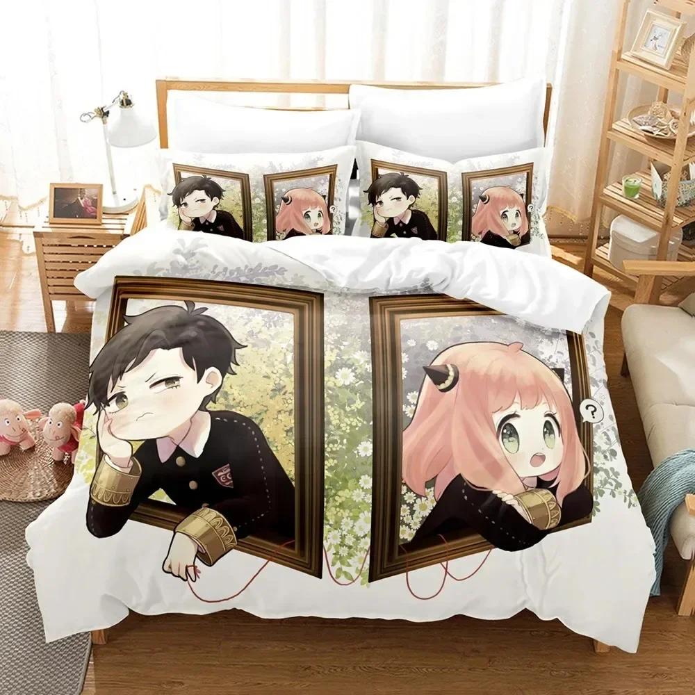 Anime SPY×FAMILY Bedding Set Anya Forger Printed With Pillowcase Bed Duvet Cover Soft Queen King Size Bedclothes Home For Gifts