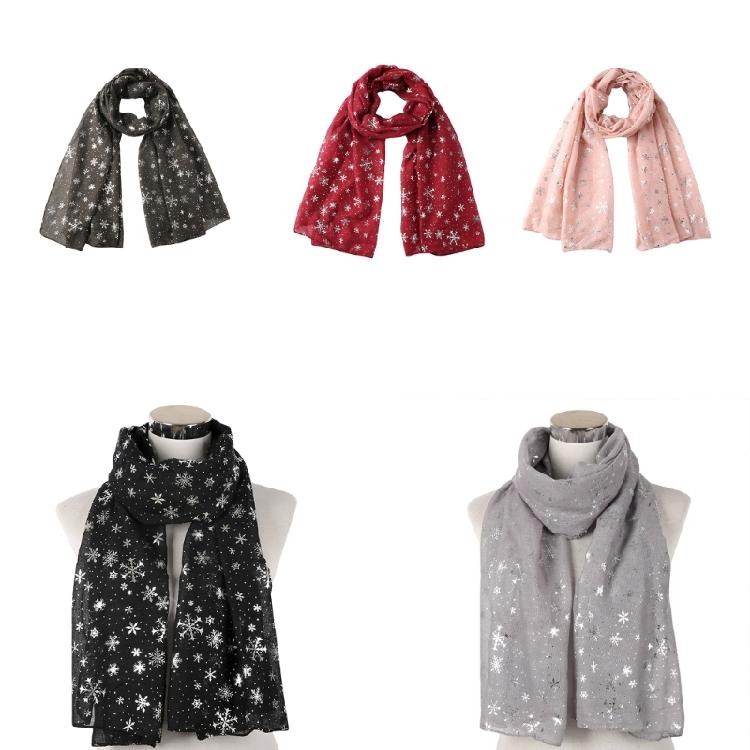 Glitter Christmas Scarf for Ladies Breathable Foil Print Winter Scarf for Adult