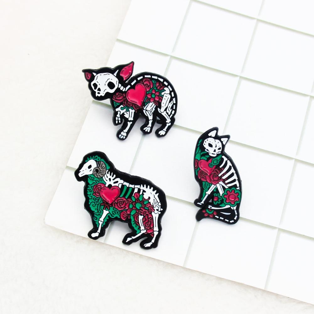 Zinc Alliage de Zinc Broche Animal Cartoon Broche Os d'Animal Effrayant Accessoire Bijou Halloween