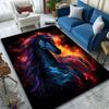 1PC Vibrant black horse with fire Print Carpet Rug for Living Room Bedroom Sofa Doormat Home Decor Non-slip Floor Mat