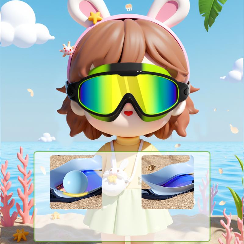 HD Anti-Fog Kids Swim Goggles Waterproof Anti-UV Wide View Swimming Goggles for Boys Girls Age 3-14