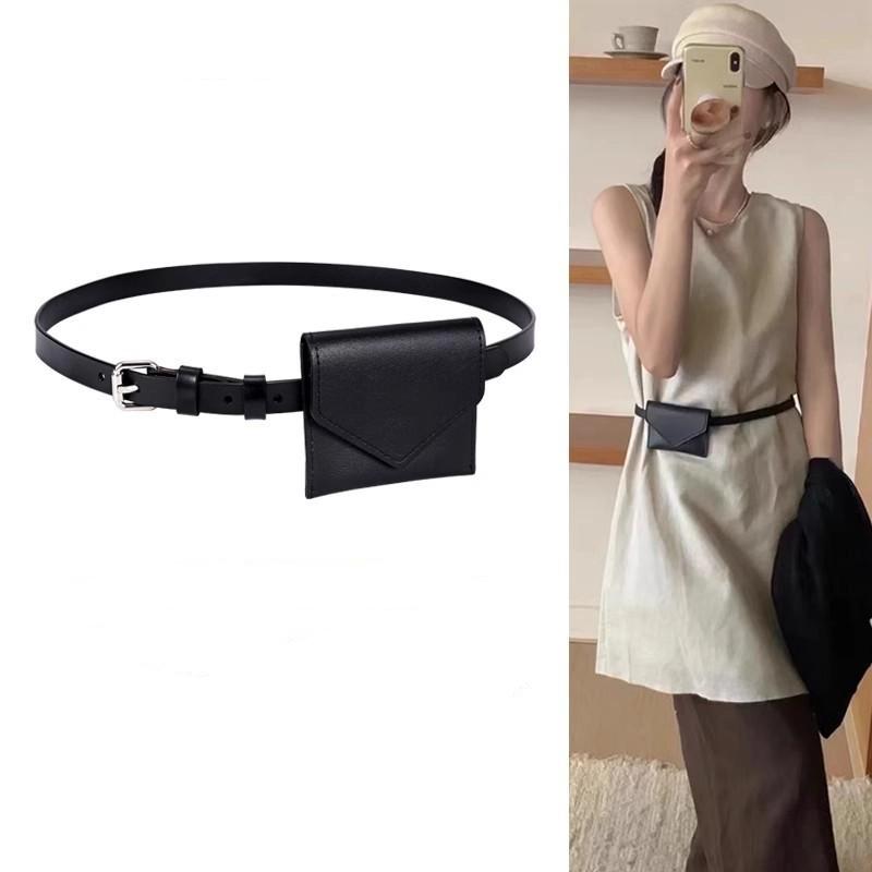 Retro Korean Style Women'S Belt Bag Key Phone Dual Purpose Decorative Thin Belt Fashionable Accessory For Ladies