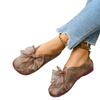 Women's Wide Width Bow Detail Ballet Flats - Vintage Inspired Driving Loafers for Spring/Fall, Soft Sole Casual Shoes