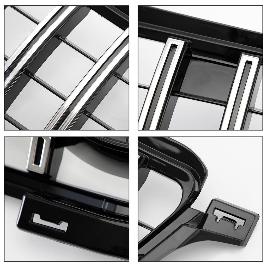 Chrome Black Front Grille Grill Fit Benz W166 2012-2015 ML350 400 550 GTR Style