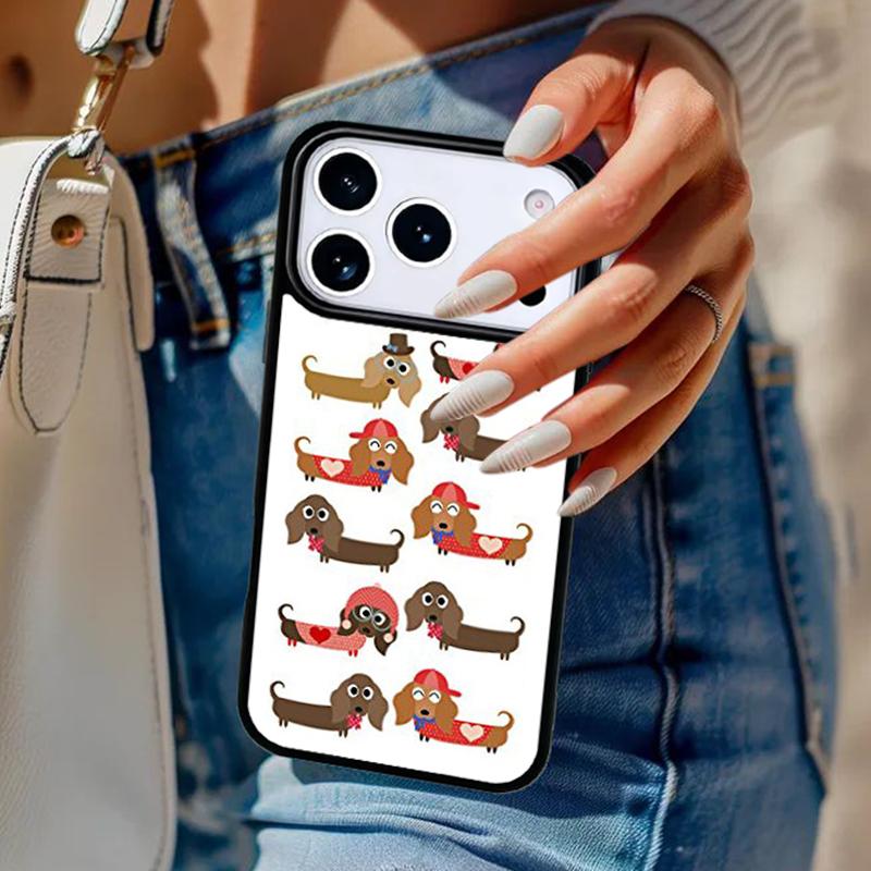 Dachshund Doxie Dogs Hearts Phone Case For iPhone 17 Air 14 15 13 12 Max Cover For Apple 14 15 16 16e 11 Pro Max Plus Coque