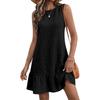 Lace-up crew neck sleeveless vest casual dress women's 2026 summer ruffle edge elegant beach vest skirt