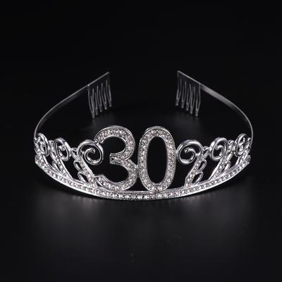 Frcolor 21st Birthday Tiara Crystal Rhinestone Women 21st Birthday Crown with Combs Silver