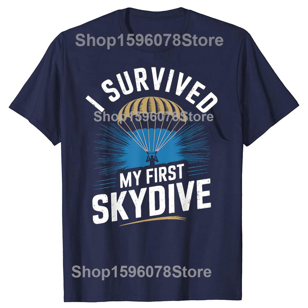 First Skydive Funny Skydiving Parachute Sky Diving TShirt Unisex Clothing T Shirt Cotton Short Sleeve Oversized Loose Tshirt Tops S