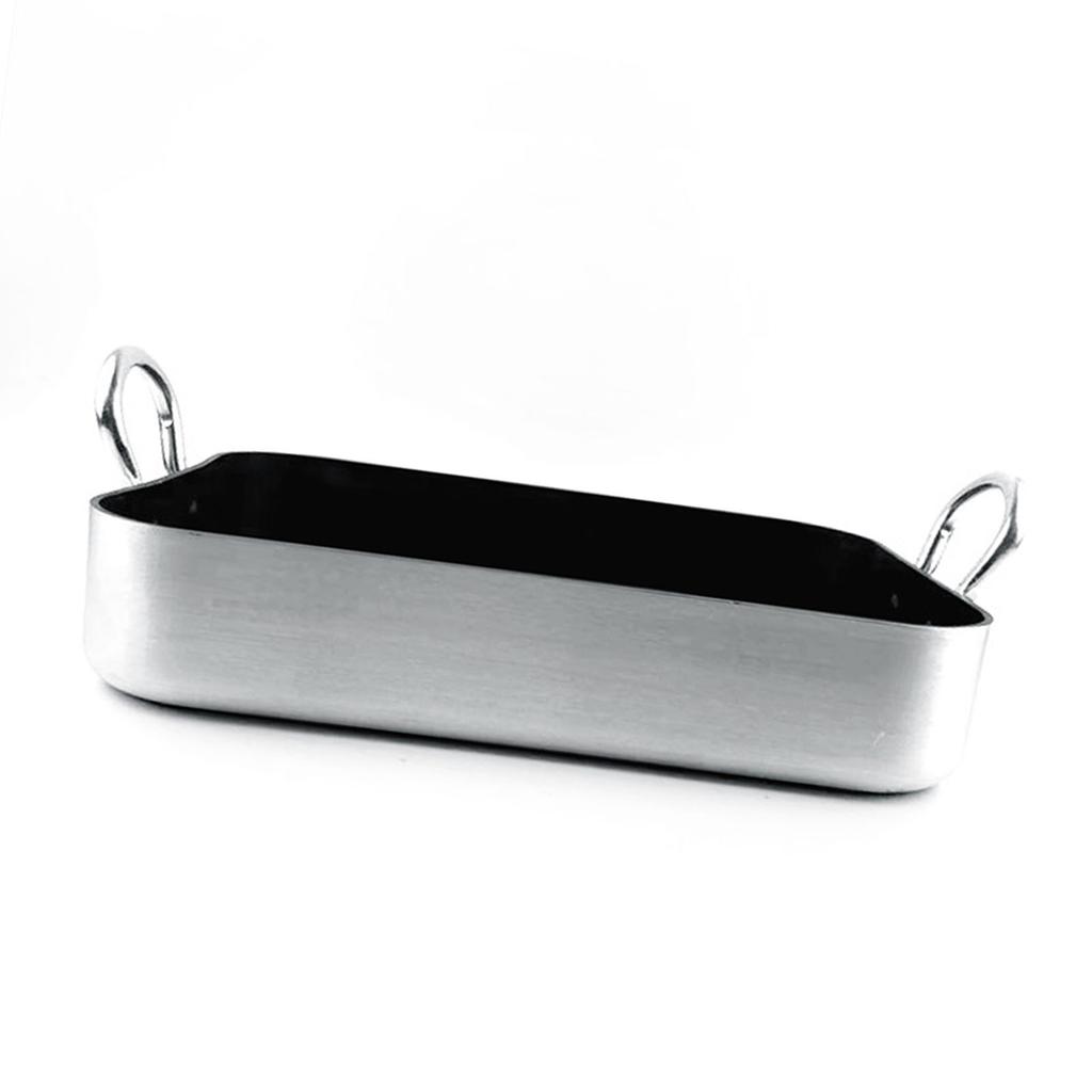 Rectangle Frying Pan Nonstick Aluminum Alloy Multifunction Flat Single Bottom Fry Pan with Handles