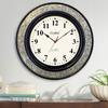 Brass Embossed Analog Wall Clock Round Vintage Clock For Bedroom Living Room Home And Office (Brown) - 45.7 Cm