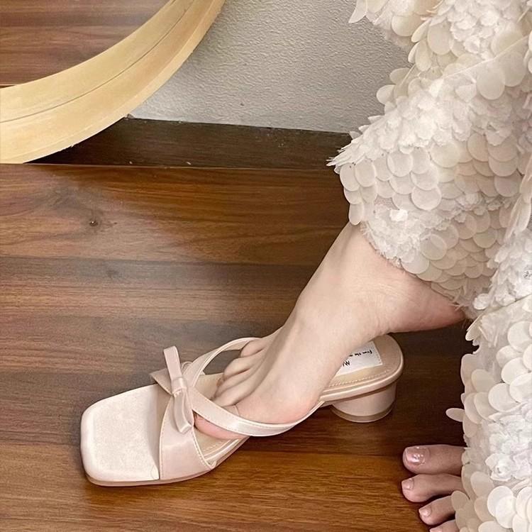 Coarse Heel French Cool Slippers Women's Summer Wear 2025 New Fairy Temperament Evening with Skirt High Heel Strappy Sandals