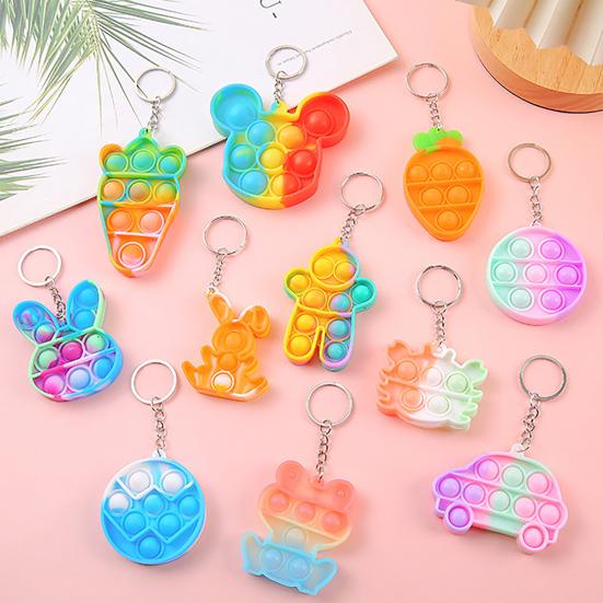 Bubble Popping Keychain Students Office Workers Stress Relief Push Bubble Key Ring Backpack Hanging Decoration Charm
