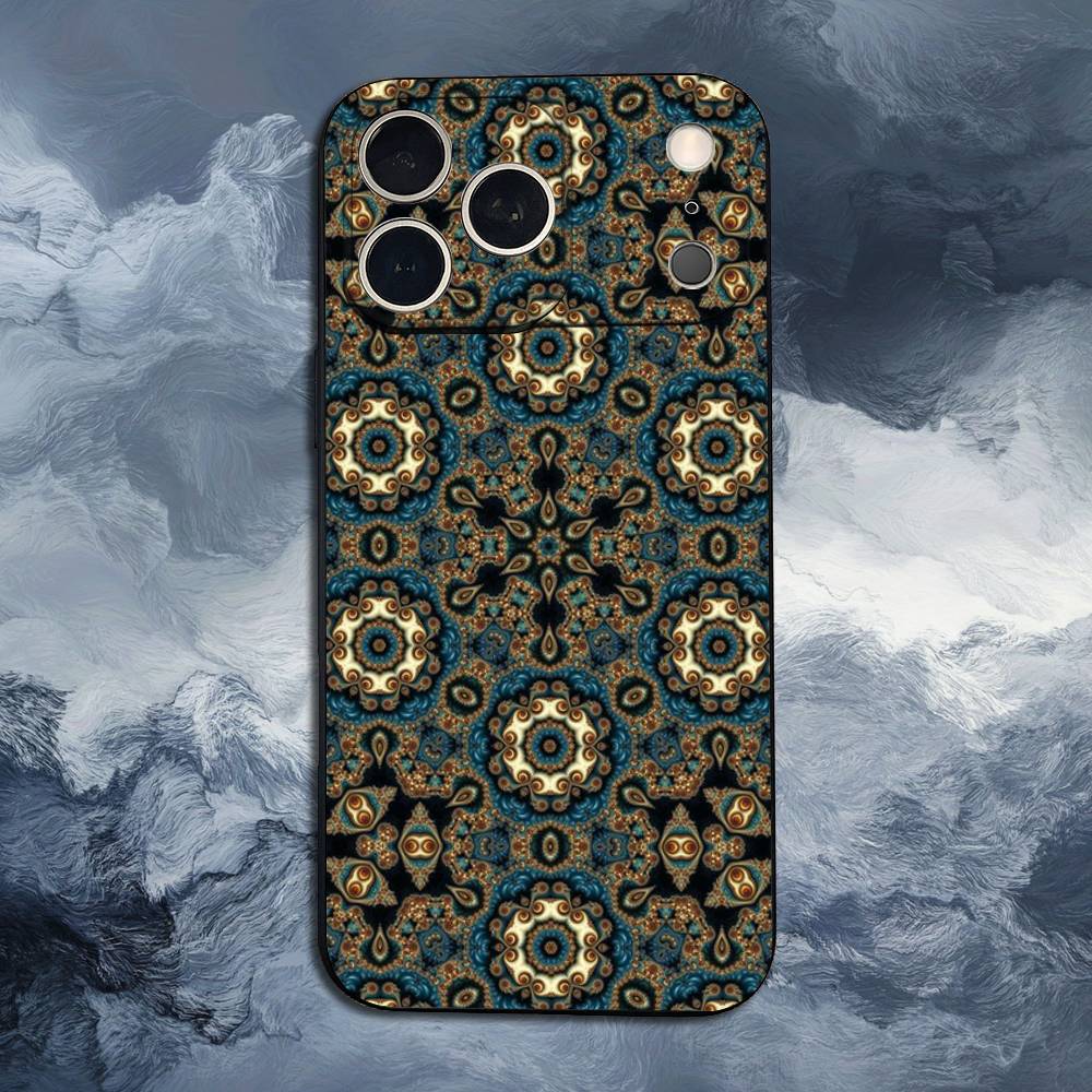Buntes Muster Mandala Hülle Für iPhone 12,14,15,16,17,13,11,X,Mini,Plus,Pro Max,8,7,XR,SE,XS,Weiches Silikon Schwarz