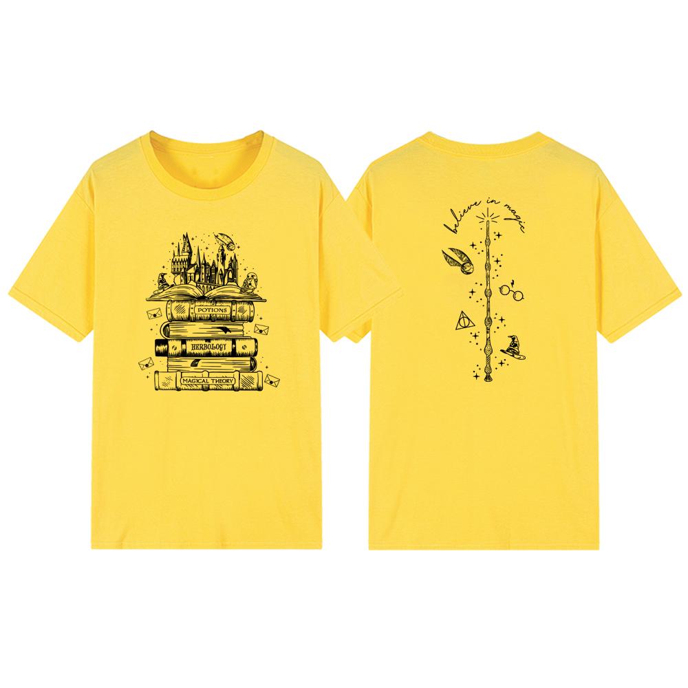 

Футболка Wizard Castle Book Wizard School Tee Cute HP Shirt Fun Magic Castle T-Shirt Short Sleeve Magic Book Графічні футболки XL жовтий