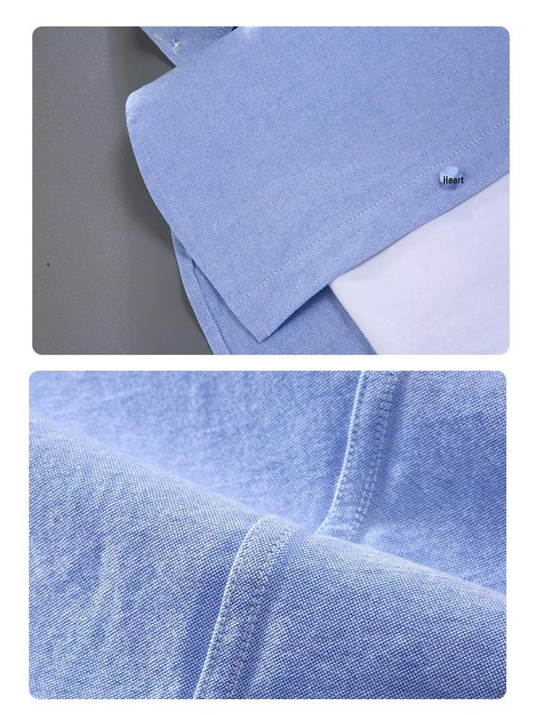 Men's High-End Oxford Long-Sleeve Shirt - Pure White Japanese Hong Kong Style - Spring/Autumn Casual Top