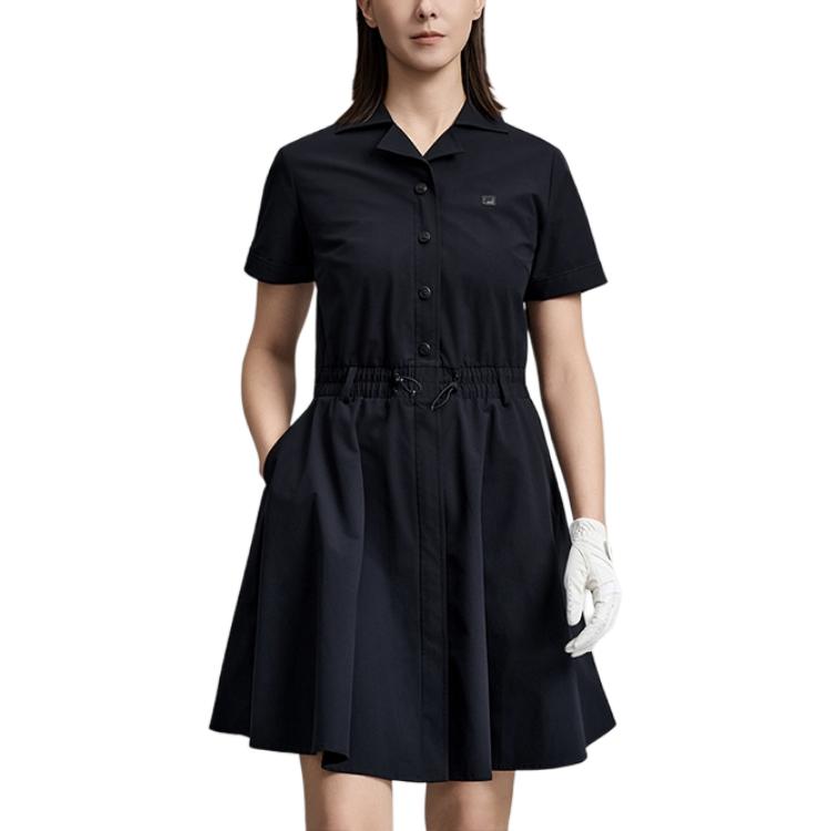 Fila Golf Series Solid Color Polo Comfortable Short Sleeve Dress Two Piece Set Women Dresses A11W625306F-NV