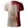 Men Halloween T-shirt Spooky Crew Neck Short Sleeve Tee Blood Stain Print T-shirt for Halloween Dress-up Horror Themed Party